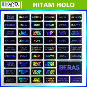 (Dapat 50pcs ) Stiker Bumbu Dapur Hologram Berkilau Murah Sudah Cutting Sticker bumbu murah Anti air Setiker Dapur