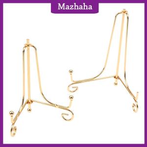 Mazhaha แท่นวางจัดแสดงเหล็กสีทองสำหรับงานฝีมือที่ยึดหนังสือกรอบรูปทรงชามแท่นวางจานกรอบรูปของตกแต่งขาตั้งสำหรับวางหนังสือ