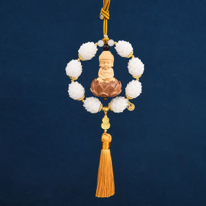 Khánh Treo Ô Tô Tượng Phật Liên Hoa Trắng Trang Trí Dây Treo Gương Xe Hơi Vòng Liên Hoa Trang Trí Ô TÔ