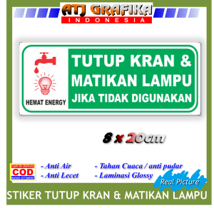 Stiker new tutup kran dan matikan lampu kamar mandi wc toilet sticker hemat daya energy anti boros