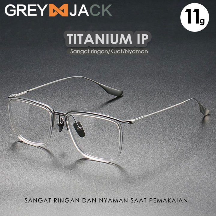 Grey%20Jack%20Frame%20Kacamata%20Titanium%20Model%20Kotak%20Ringan%20Fahionable%20Pria%20Wanita%20Bisa%20Minus%20Style%20Vintage%20Bisnis%20DLX%20106%20-%20Image%202