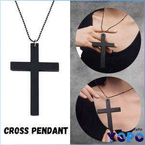 YoPo Black Wooden Cross Necklace Long T-shirt Chain Accessories Necklace Clavicle Chain Choker Jewelry