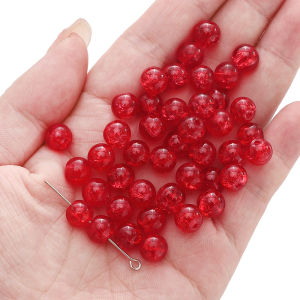 50pcs Glass Beads 8mm Inner Cracked Round Loose Spacer Beads For DIY Bracelet Necklace Earring Jewelry Making Craft Accessories