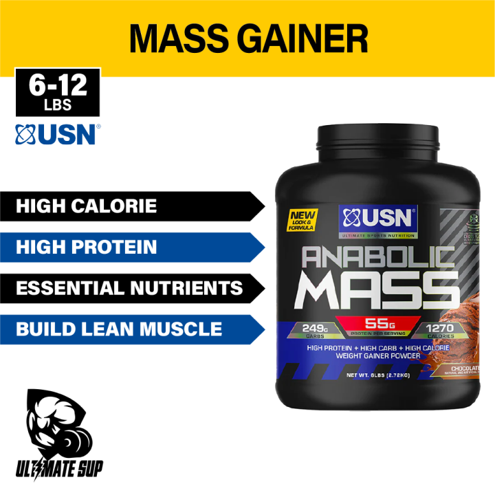USN Anabolic, Mass Gainer, With Whey Protein Isolate, Concentrate, Casein, Egg White, Muscle Builder, 6lbs