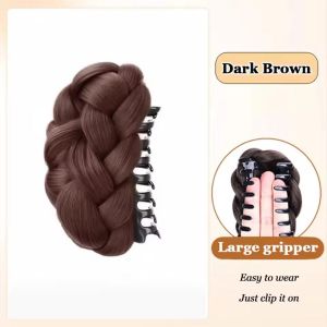 Synthetic Fried Dough Twists Pill Head Bun Female Grab Clip Flower Bud Head Fluffy Pan Hair Wig Bag Extension for Women Elegant Synthetic Fried Dough Twists Ball Hair Bun Claw Clip Flower Bud Head Fluffy Dished Hair Back Wig Bag
