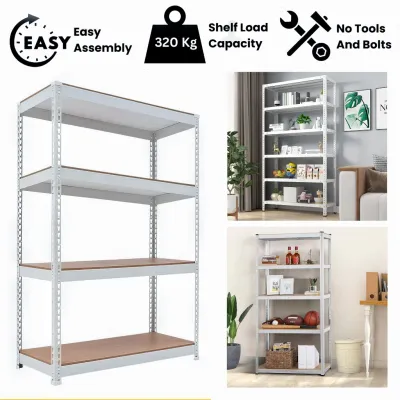 171cm (H) X 30cm(D) X 90cm(L) WHITE / Light Grey DIY Boltless Rack Home Store Warehouse / DIY RACK BESI