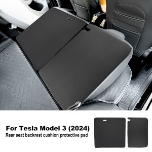 For Tesla Model 3 Highland 2024-2026 Leather Rear Seat Back Protector Pad Back Backrest Cushions Interior Accessories