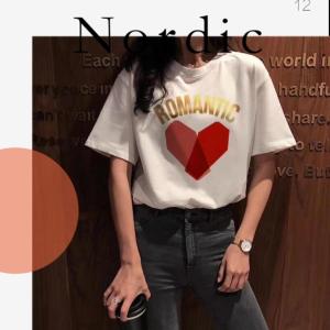 LH.Friday เสื้อยืดสกรีนรูปหัวใจ สวยใสไม่ซ้ําแบบ