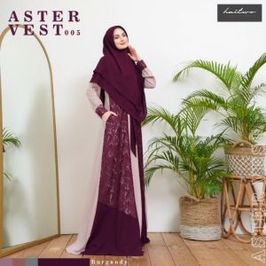 Baru Gamis Muslim Haitwo Aster Vest 005 Morelli Stretch mix Brokat mix Diamond Cerruty