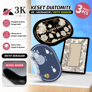 (3K Surabaya) PAKET 3PCS Keset Diatomite Anti Slip Kotak & Oval 40x60CM Nyerap Air Motif Random