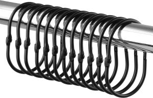 YESPERY 12Pcs Elliptic Shower Curtain Hook Metal Rustproof Shower Curtain Rings Easy to Move Curtain Hooks for Bathroom Shower Rod
