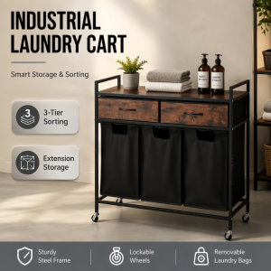 Laundry basket clothes organiser household trolley freestanding laundry basket mobile laundry basket with wheels