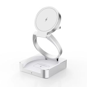 Metal Qi2 15W Zinc Alloy Chargers Magnetic Foldable 3 in 1 Wireless Charger Station Stand for IPhone Airpods & Iwatch