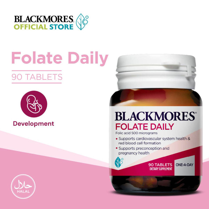 Blackmores Folate Daily 500mcg (90s) – For Preconception & Pregnancy ...