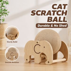 Lucky DAYS.my Cat Scratching Ball Wooden Vertical Scratcher Durable Sisal Non Shed Cat Toy Furniture Guard
