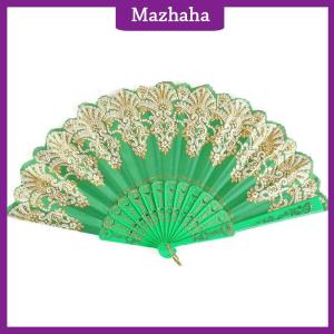 Mazhaha Vintage Lace Folding Fan Dance Hand Held Fans Chinese Dance Fan Photo Props Wedding Party Decoration Ornament Craft Gift