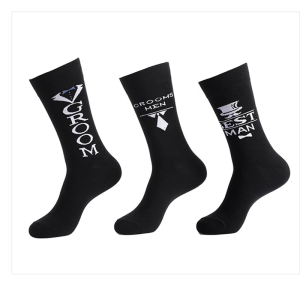 Creative Mens Novelty Lettering Printed Grooms Socks for Wedding Gift Stylish Grooms Men Socks for Bachelor Party Gift