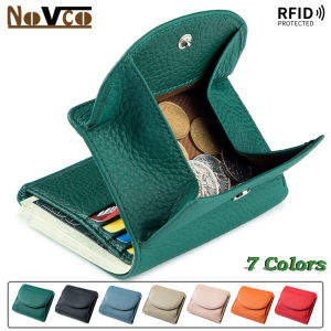 Novco กระเป๋าสตางค์หนังแท้สำหรับผู้หญิง - บัตร RFID รักษาความปลอดภัย กระเป๋าใส่ ถุงใส่ ถุงเหรียญสั้น สำหรับการของสุขภาพผู้หญิง