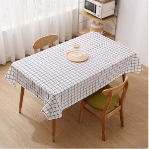 🇸🇬 (137*180cm) Tablecloth Waterproof and Odorless Rectangular Table Cloth Oil-proof Household PEVA Coffee Table Tablecloth / Table mat / Wipeable Plastic Plaid Table Cover for Dining Picnic Indoor and Outdoor