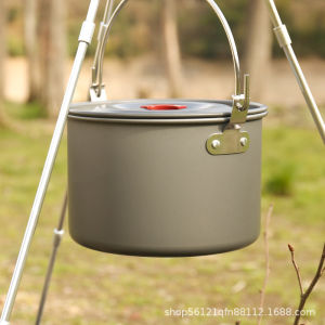 Nồi Treo Dã Ngoại Cỡ Lớn 4.2L cho 6-8 Người Bằng Nhôm Hợp Kim Quai Thép Không Gỉ Dùng Cắm Trại Dã Ngoại