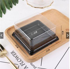 Set 50 Hộp Bánh Vuông Đế Đen Nắp Trong - XY 8x8 : Lọt lòng 7x7cm - Đựng Xôi Rau câu Bánh trung thu...