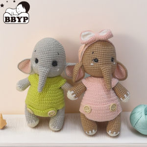Handmade Crochet Elephant Couple Plush Toys - Cute Soft Stuffed Animals Valentines Day Gift for Couples Lovers Baby Nursery2026