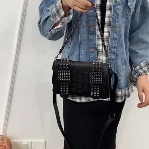 AE Womens Bag Bags Vintage chain wrist fashion European and American womens bag with rivets and skull design womens shoulder crossbody handbag