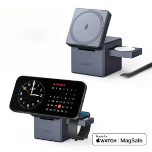 Anker 3 In 1 Cube MagSafe 15W สถานีชาร์จแบบรวดเร็วพับได้พร้อมที่ชาร์จ30W USB 5ฟุต/1.5ม. ถึง USB สาย C (Y1811)