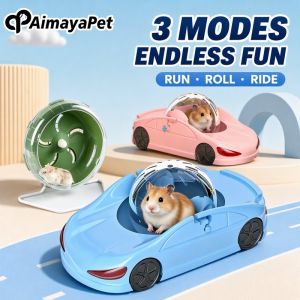 Hamster Running Ball Car 3 Modes Interactive Exercise Wheel Toy Small Pet Jogging Play Toy For Golden Silver Fox Dwarf Hamsters