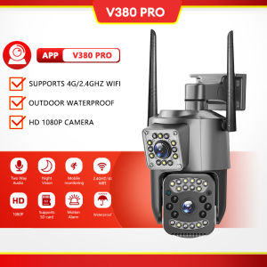 V380 Pro 1080p wireless dual lens 360 cctv dengan audio dan speaker kamera keselamatan IP wifi cctv camera untuk rumah warna penuh kamera pengawasan penglihatan malam