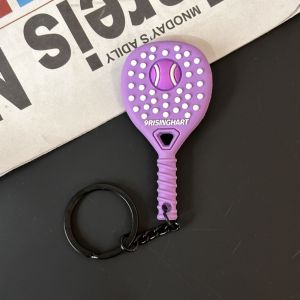 LUSIT Mini Tennis Racket Keychain PVC Soft Rubber Sports Key Ring Creativity Dopamine Racket Bag Pendant Fashion Gifts