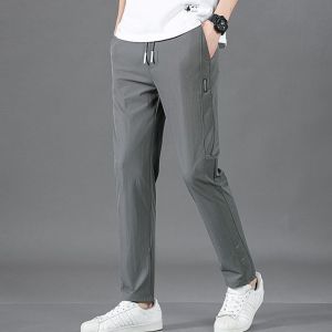 2024Mens casual pants jogging pants sports pants ice silk