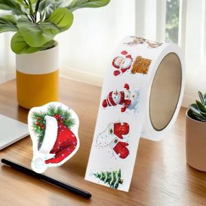 <pirit> 500 cái cuộn Laser phim hoạt hình giáng sinh dán món quà giáng sinh gói nhãn dán phần thưởng dán sổ lưu niệm văn phòng phẩm