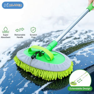 MLADEN Car wash mop Car Wash Telescopic Microfiber 180° Rotation Adjustable Aluminium Alloy Handle Up to 1M Cleaning Home Mop
