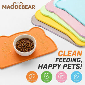 MAODEBEAR Silicone Pet Feeding Mat Non-Slip Waterproof Dog Cat Feeding Bowl Tray Tikar Makan Haiwan Peliharaan