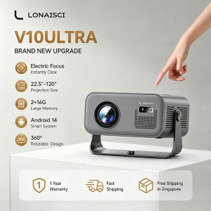 LONAISCI V10 Ultra 1080P Supports 4K Auto Focus Electric Focus 400 ANSI Lumens Android 14 2+16G Wireless Screen Casting Short Throw Portable Home Theater Projector