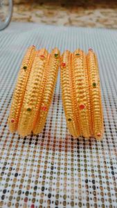 BEAUTIFUL INDIAN ETHINIC GOLD PLATED BANGLES SET OF 3