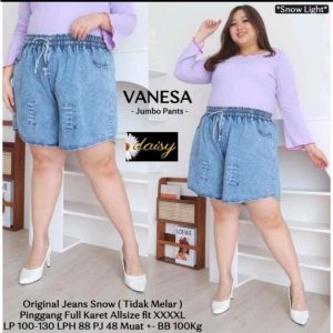Celana Pendek Jeans Jumbo XXXL Momi Hotspants Denim Polos Kancing Celana Santai Dewasa