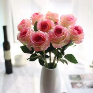 10PCS Romantic Rose Artificial Flower DIY Red White Silk Fake Flower for Party Home Wedding Decoration Valentines Day