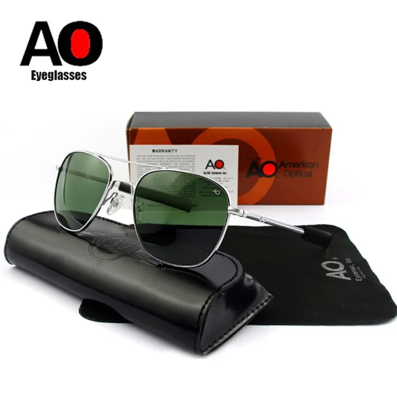 Original Ao Aviation Style Sunglasses For Men - Glass Lenses, UV400, Alloy Frame