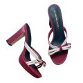 Dép Cao Gót Quai Chéo Nơ Xoàn Xếp Đế Vuông 11cm Cao Cấp 8806-2. 