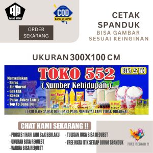 Cetak Spanduk Cetak Banner TOKO SEMBAKO GROSIR TOKO KLONTONGAN Ukuran 300x100 Bisa Request