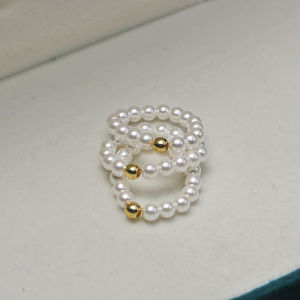 Fashionable and Luxurious Shell Pearl Ring for Women Simple and Versatile Colorful Shell Bead Ring Elastic Style Hand Accessory Live Broadcast