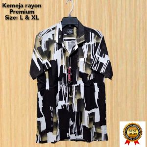 Kemeja Hawai Pria Pantai Cowok Bali REGGAE Cowok Pendek Santai Rayon Halus Motif Daun / Kemeja Katun Rayon Pria Lengan Pendek / Kemeja Rayon Motif Bahan Viscose / Kemeja Rayon Pria Motif Green Lengan Pendek / Kemeja Pria Lengan Pendek - Ridho Fashion