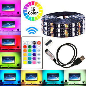 Angelila 5V USB LED Strip Lights 5m RGB Flexible Strips Tape with 24 Keys Control 5050 2835 LED Diode Ribbon for TV Backlight Game Desk Room Kitchen Bedroom Cabinet Decorate