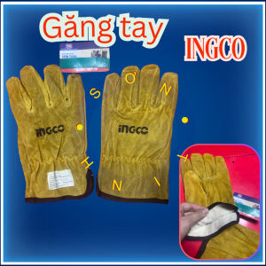 Găng tay hàn ngắn INGCO HGVC02 10inch bao tay vải da bò thật chịu nhiệt hàn tig hồ quang điện mềm mại thao tác chuẩn