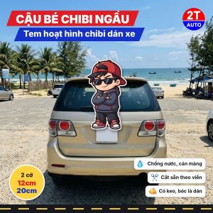 Tem Dán Xe Cậu Bé Chibi Cực Ngầu Đeo Kính Đen Sticker Hoạt Hình Dán Ô Tô Xe Máy Chống Nước
