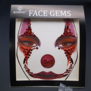 YOCKY 3D Resin Face Rhinestone Sticker Colorful Shiny Halloween Fake Tattoo Decorative Halloween Decor Jewelry Face Sticker Costume Party