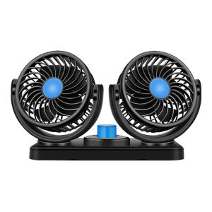 Car Electric fan 12V two-head fan Car Cooling Air Circulator 360° rotation Strong Wind Automatic cooling USB Fan Dashboard Car Fan Portable Car Mini fan Outdoor Heavy Duty 24V Truck fan