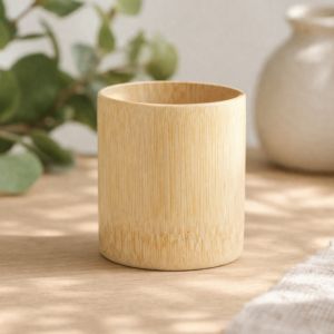 Japanese Bamboo Cup – Peeled Round Tumbler Name Engraving Gift | by Nagaoka Kyoto Direct from Japan